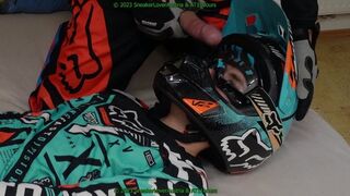 unpacking fox helmet, googles jizz, oral pleasure