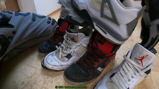 8 Cum-shots on mates trashed threadbare DC Spartan boots