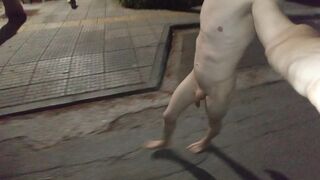 Ambling completely nude on the street
