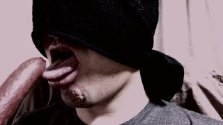 Toothless asian fellow, deep-throat meatstick.