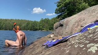 Canadian Fellow Sunbathes in Swim Trunks Before Unclothing for a Bare Snorkel