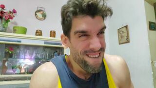 He makes super-naughty faces when he is tugging