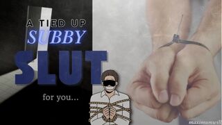 Subby WHINING - An Obsessed Man is Trussed to the Sofa and Blinded for your Sensation