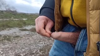 Someone can watch me! Spunk and urinate outdoors