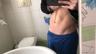 Teenie Frolicking With Lubricant on His Yam-sized Yam-sized Uncircumcised Prick