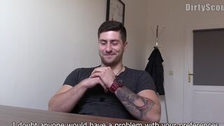 Grubby Scout: Belgian Hotty Takes on Giant Yankee Fake penis