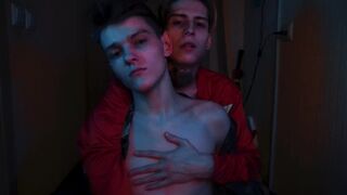 Thanked the boy for the introduced bouquet of roses