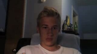 Homosexual Gang: Uncircumcised Blonde Drains Smoothly-shaven Crotch Hard-on