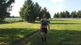 Gorgeous football player at the farm.