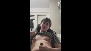 Nice guy fapping manhood and spunking